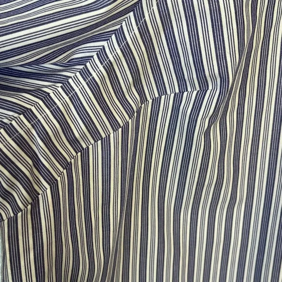 Catherines Plus 4X Blue White Striped‎ Non-Iron 100% Cotton Button Up Blouse - Picture 8 of 11